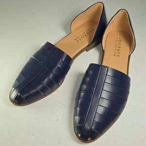 N0194 Journee Collection Womens Size 12 Navy Blue DOrsay Pointed Toe Flats Shoes